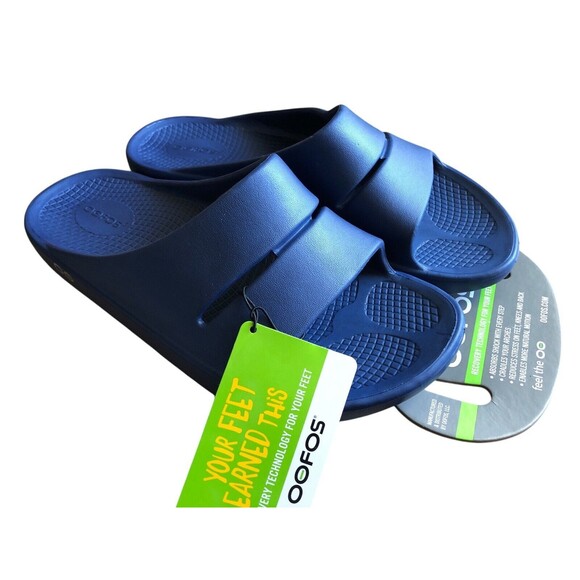 Oofos Ooahh Recovery Sandal Size M7 W9 Unisex Slide Navy Blue Light Comfy Shoe - Picture 8 of 12